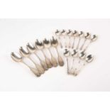 A set of six George IV silver fiddle thread and shell pattern teaspoons. London 1826 by William
