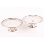 A pair of early 20th century Tiffany & Co sterling silver circular low tazzas. With pierced