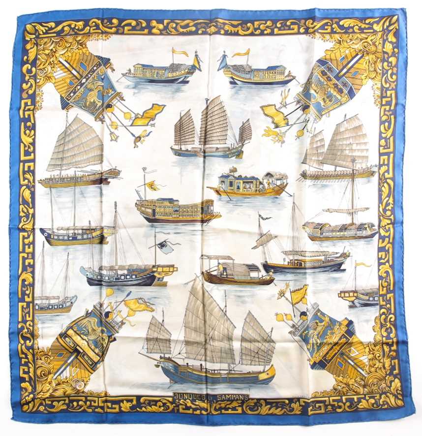 An Hermes silk scarf with a nautical theme, together with an Hermes silk scarf with the Panache et - Image 2 of 4