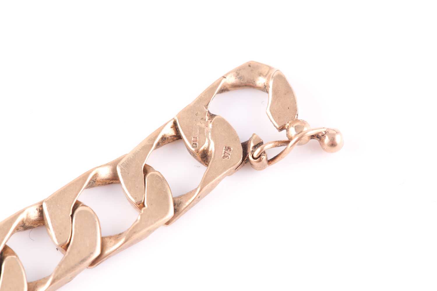 A 9ct yellow gold flattened curb-link chain bracelet, approximately 17.5 cm long, together with a - Image 2 of 4