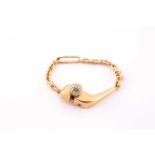 Of golfing interest; a novelty 14ct yellow gold baby's bracelet or decorative chain, the chain