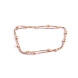 A 9ct rose gold box-link and orb bead chain, makers mark Balestra to clasp, approximately 60 cm