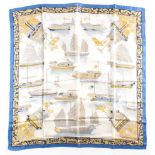 An Hermes silk scarf with a nautical theme, together with an Hermes silk scarf with the Panache et