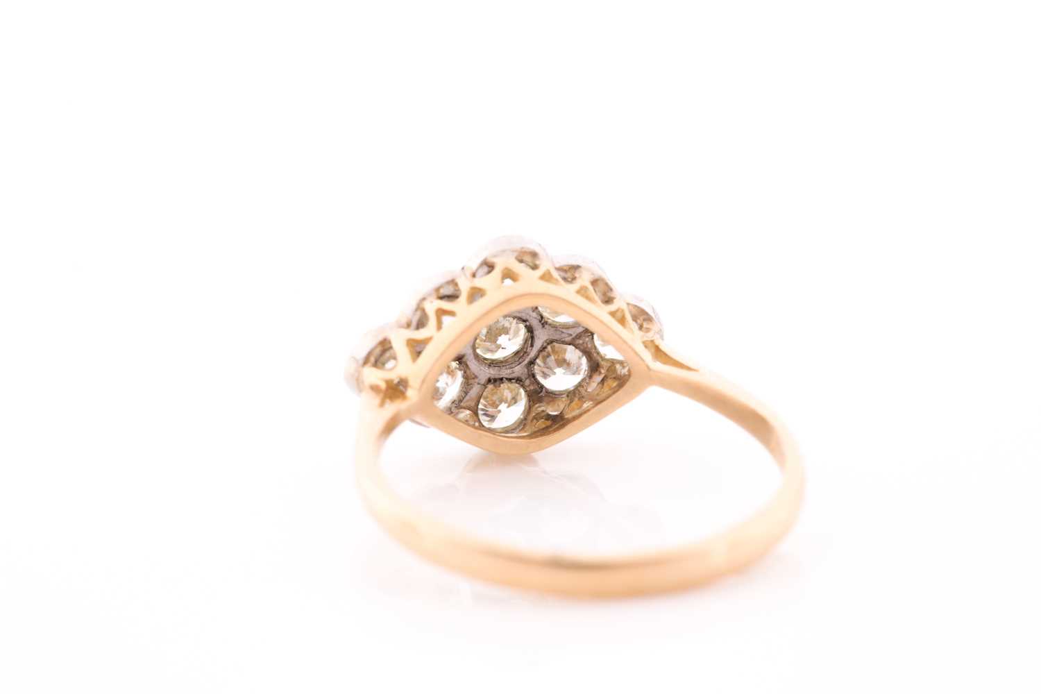 An 18ct yellow gold and diamond ring, set with a cluster of nine round brilliant-cut diamonds of - Image 4 of 4