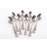 Paul Storr. A set of eight Kings Hourglass pattern table spoons; London 1812, with crests engraved