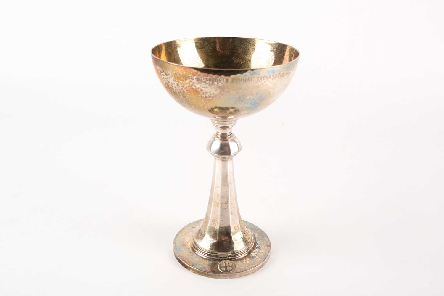 A Georg Jensen silver ecclesiastical chalice. bearing import marks for London 1929. With memorial - Image 4 of 9