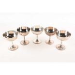 A near set of five 1930s silver coupes, Sheffield (variously dated), by James Dixon & Sons, with