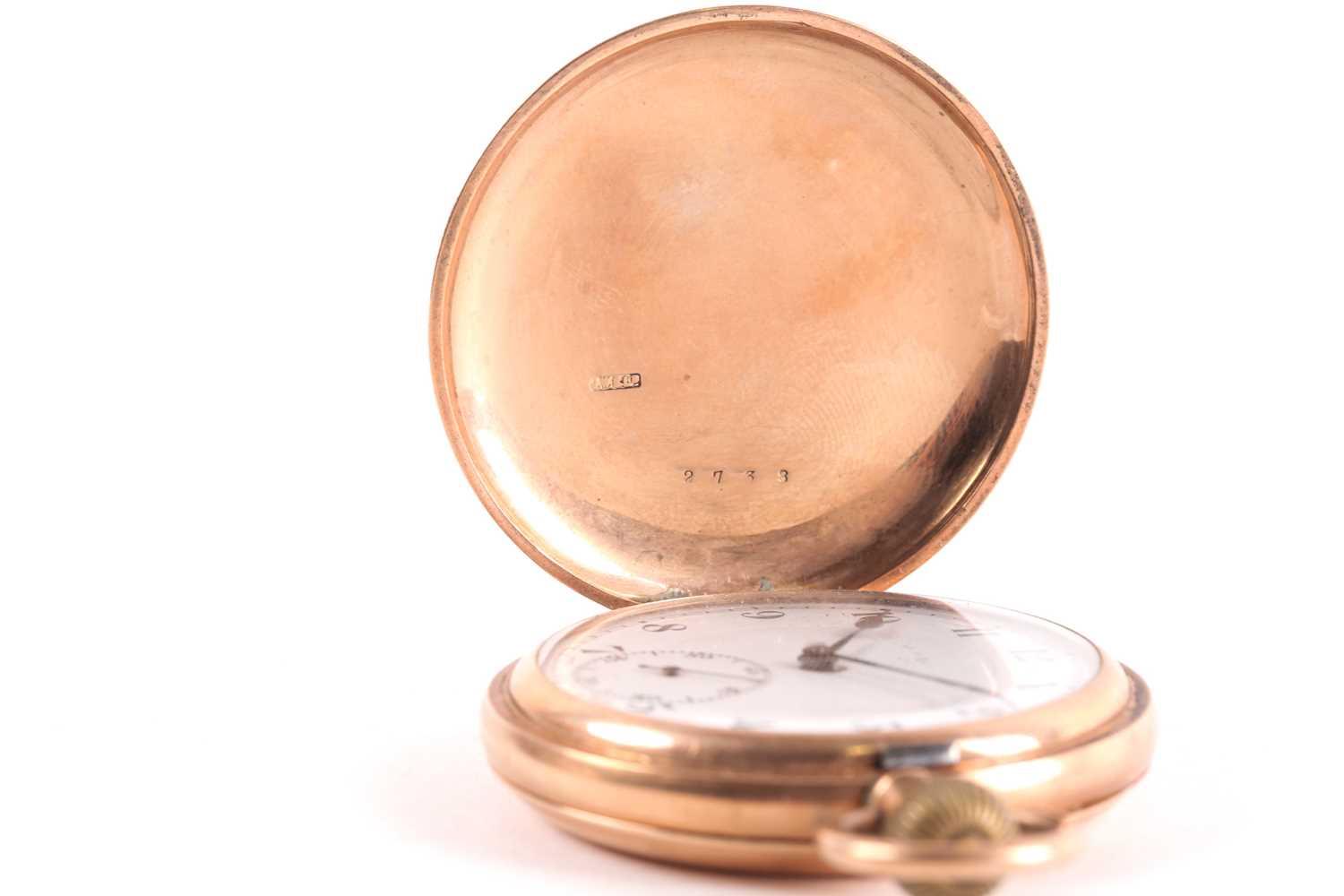 A 9ct gold full hunter pocket watch, retailed by J W Benson, London, 93g gross. - Image 7 of 9