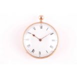 A George III 18 carat gold open faced pocket watch; the white enamel dial with Roman numerals,