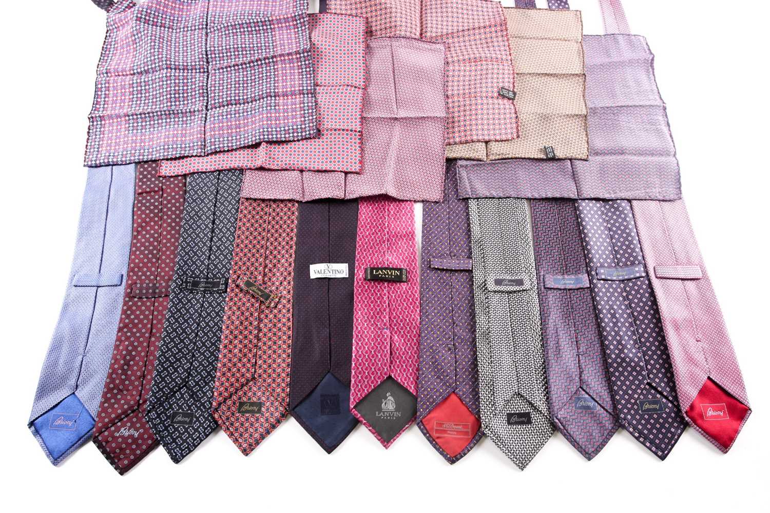 A group of eleven various silk ties, including designs by Lanvin, Brioni, and Dupont, and four - Image 2 of 2