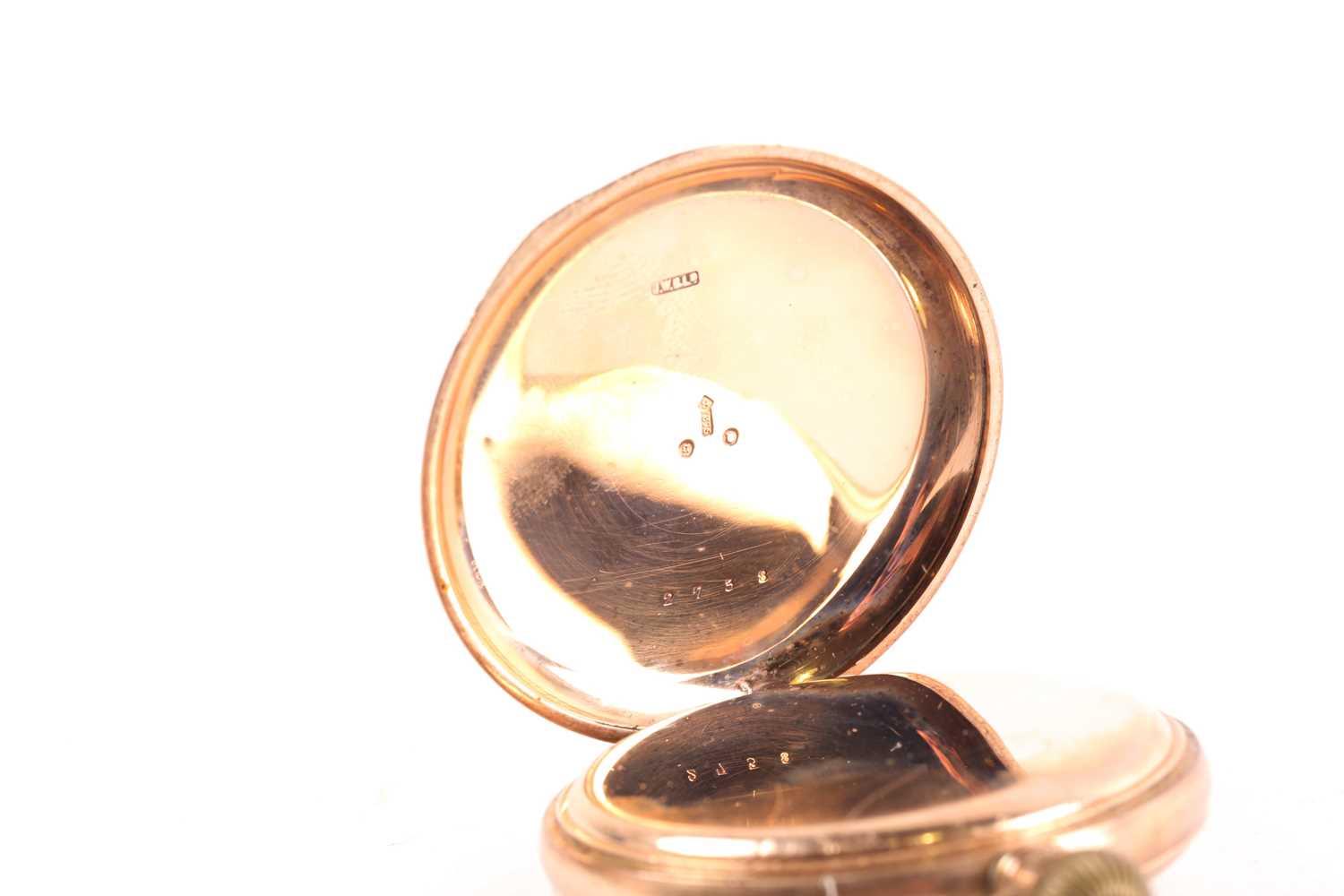 A 9ct gold full hunter pocket watch, retailed by J W Benson, London, 93g gross. - Image 8 of 9