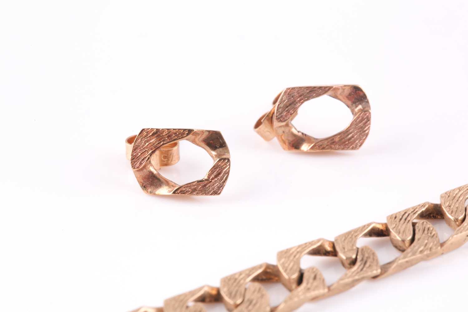 A 9ct yellow gold flattened curb-link chain bracelet, approximately 17.5 cm long, together with a - Image 3 of 4