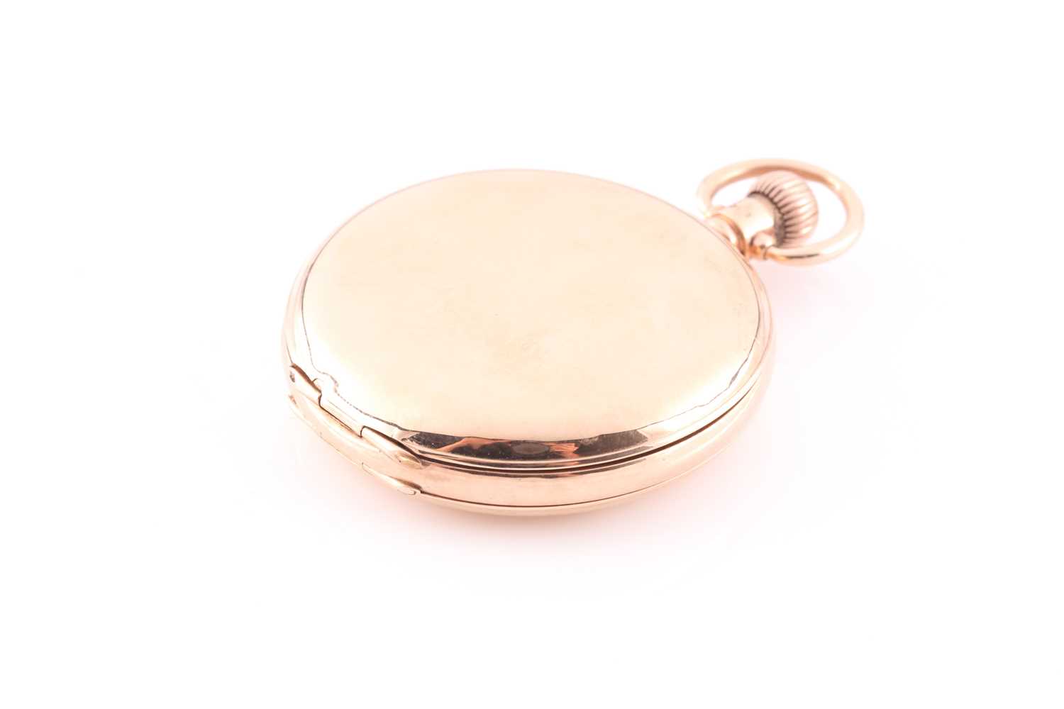 An early 20th century 9ct yellow gold closed cased pocket watch, with white enamel Roman numeral - Image 10 of 10