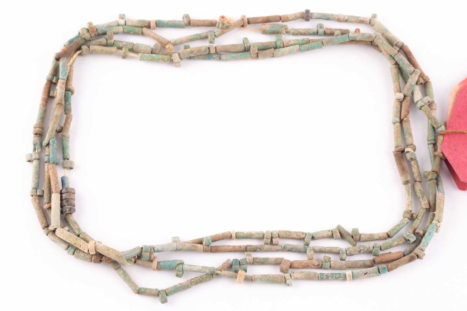 An Egyptian style mummy bead necklace, possibly restrung, comprising vari-shape turquoise-coloured - Image 5 of 5