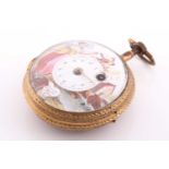 A Georgian gilt and enamel pocket watch by Bouvier of Geneve, the enamel dial painted with a lady