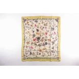 A Hermes silk square scarf, "Champignons", original design by Francois De la Pierre, the mushrooms