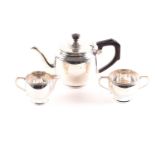 A George V three-piece silver tea set, Birmingham 1930s (mixed dates), by William Neale & Son, in