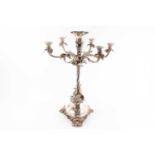 A large Victorian presentation silver six light candelabrum table centre piece. London 1854 by