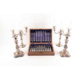 A canteen of silver plated fish knives & forks & fruit knives and forks, Roberts & Belk, for