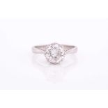 A round brilliant-cut solitiare diamond ring, the diamond of approximately 1.50 carats,
