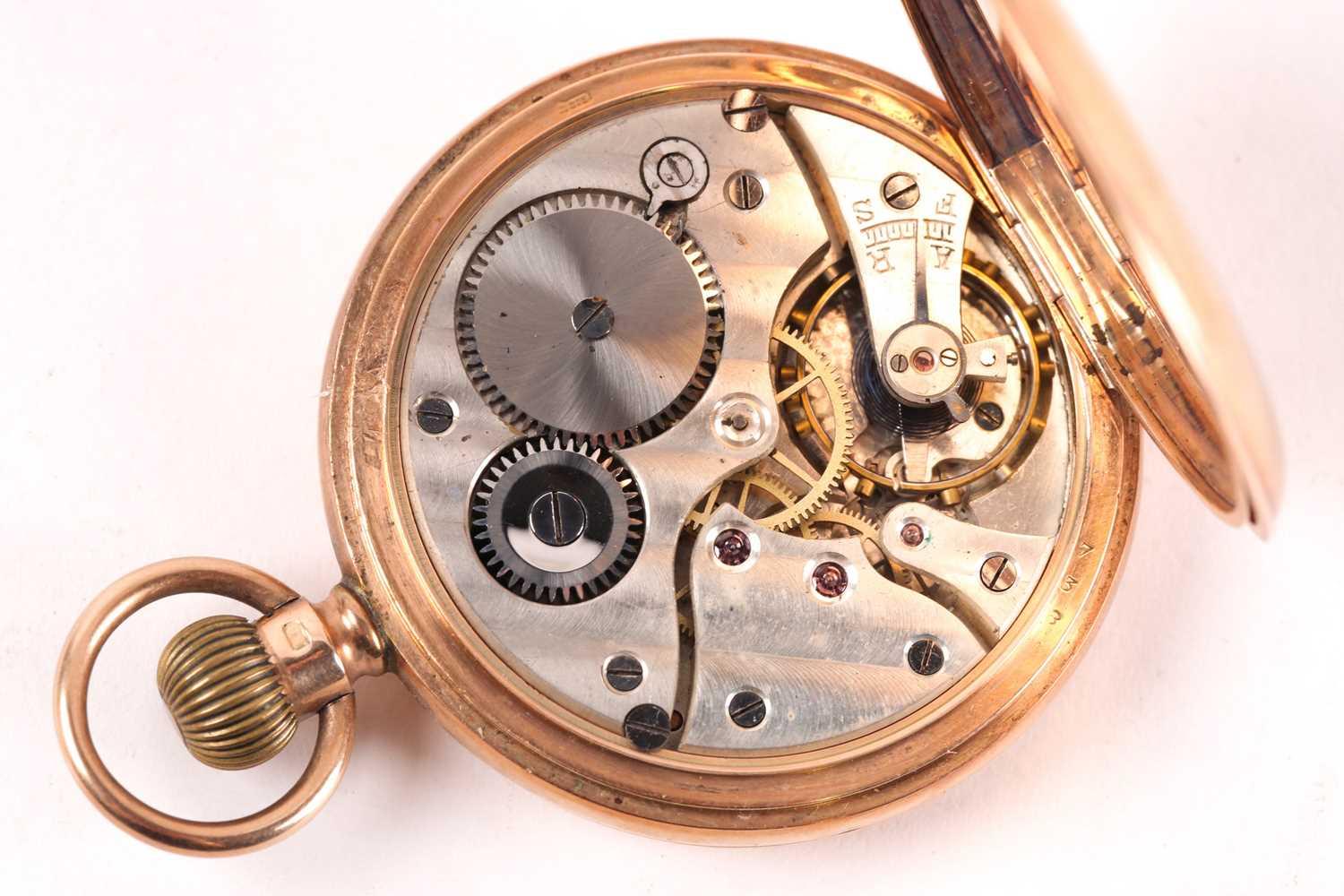 A 9ct gold full hunter pocket watch, retailed by J W Benson, London, 93g gross. - Image 5 of 9