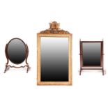 A 19th/20th century carved wood and gilt gesso rectangular wall mirror with painted border and