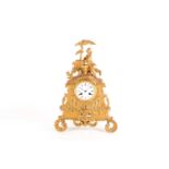 A late 19th century Vincenti & Cie ormolu eight-day mantle clock. With white enamel dial and moon