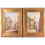 Cecil Jack Keats (19th/20th century), scenes of Caen & Quimper, watercolours, each signed, 49 cm x