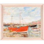 H W Britcher, 'Folkestone Harbour', oil on board, signed and dated 1975, 45.5 cm x 56.5 cm in a