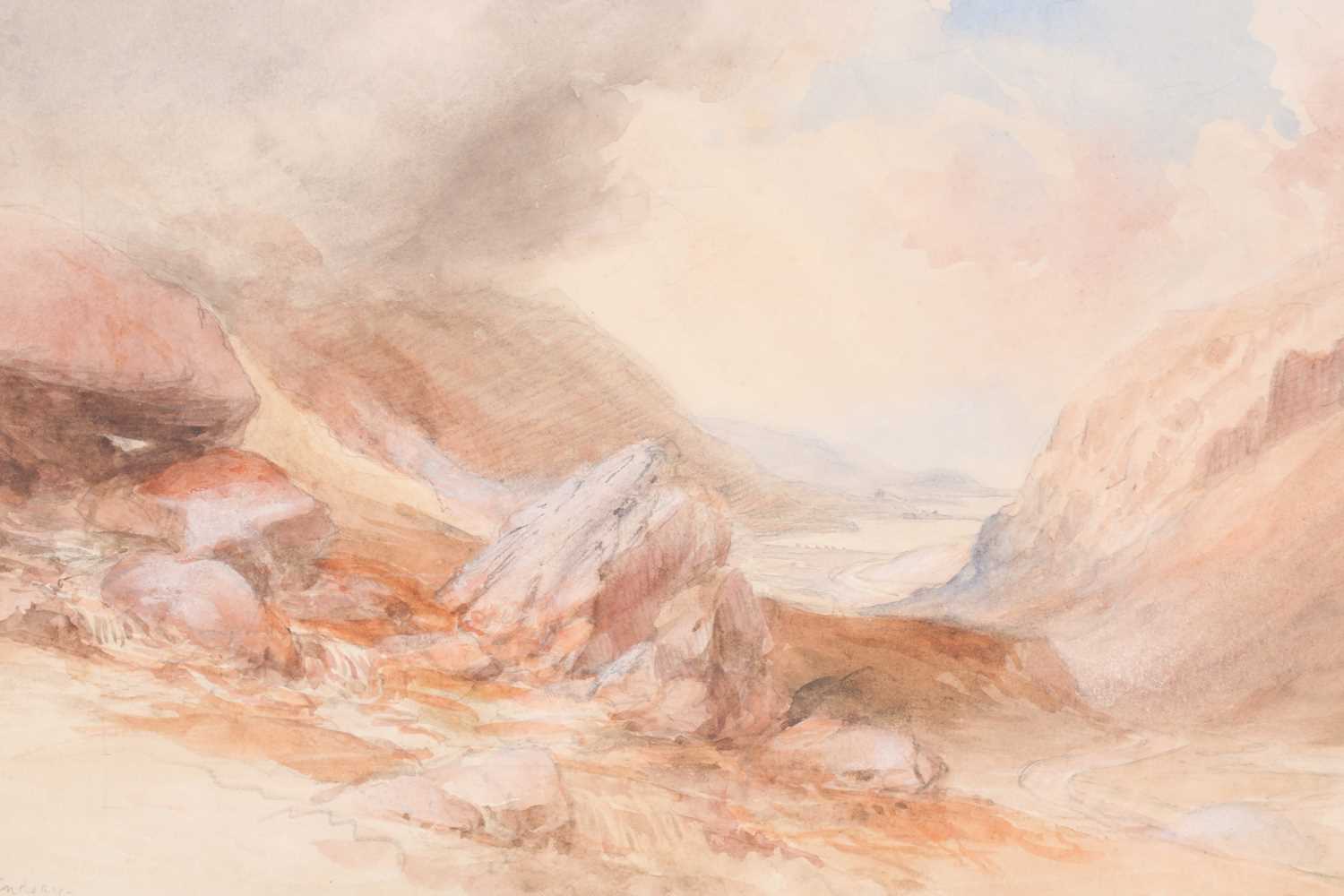 Thomas Lindsay (1793-1861) British, a coastal view from mountains, watercolour, signed to lower left - Image 3 of 4