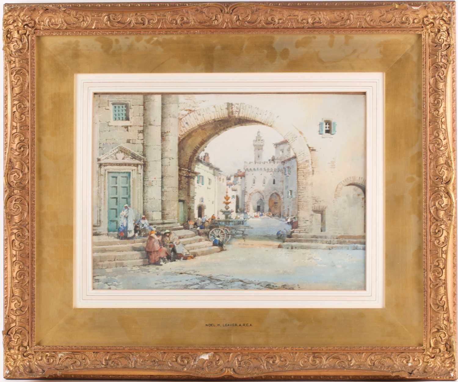 Noel Harry Leaver ARCA (1889-1951) British, a North African street scene, watercolour, 26 cm x 36 cm