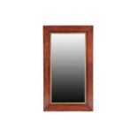 A Victorian rectangular figured rosewood veneered wall mirror of plain architectural form with