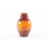 Muller Freres art glass double gourd vase with tortoiseshell effect and foil inclusions. Marked