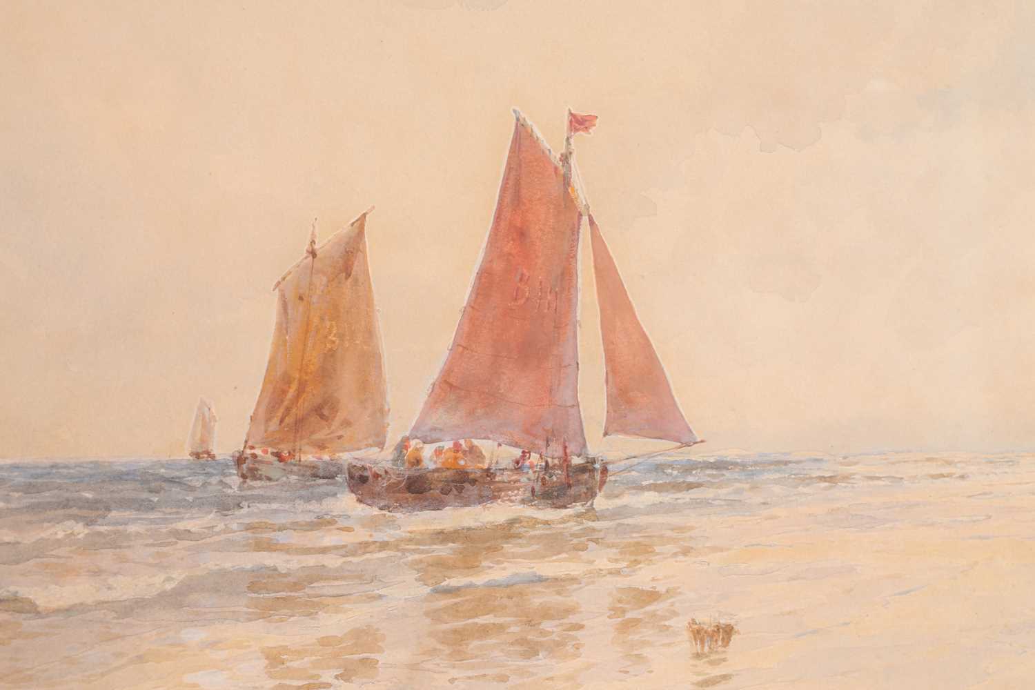 Thomas Bush Hardy (1842-1897), 'Le Portel', a coastal landscape with boats and figures, watercolour, - Image 2 of 5