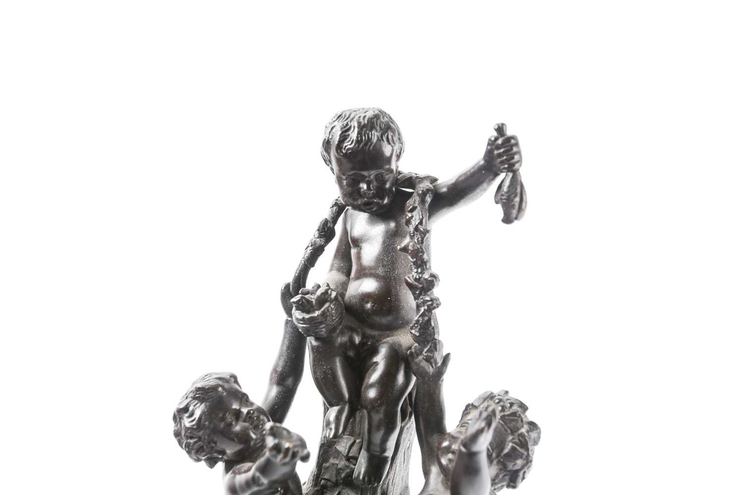 After J.C.Casimir, a 19th century patinated bronze sculpture, depicting three cherubs beside a - Image 9 of 14