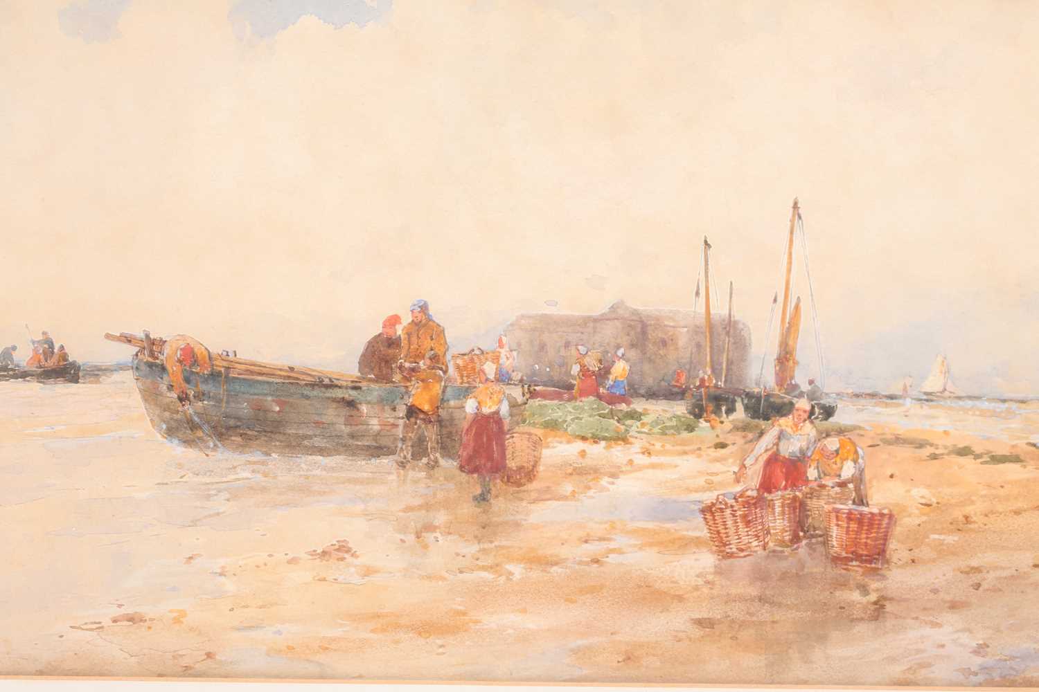 Thomas Bush Hardy (1842-1897), 'Le Portel', a coastal landscape with boats and figures, watercolour, - Image 5 of 5