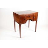 An Edwardian satinwood and tulipwood banded mahogany caddy topped kneehole dressing table with one
