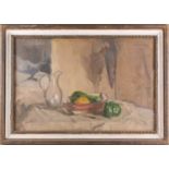 Alfred Robert Hayward (1875-1971) British, a still life study of fruit in a bowl with a glass jug