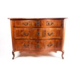A probably Maltese 18th-century olive wood and walnut serpentine commode. With parquetry decorated