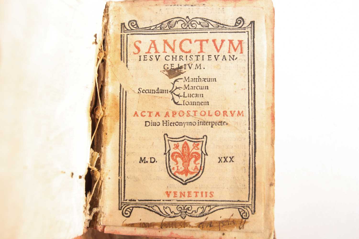 A 16th Century bible: Sanctum Jesu Christi Evangelium Secundum Matthaeum, 1530 Veneti Is, together - Image 3 of 7