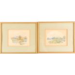 F.G. Coleridge (1840-1925), 'Cookham from the Thames', a pair of pencil and watercolour