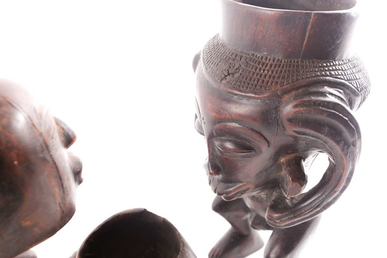 A Luba seated female divination figure, Mboko, Democratic Republic of Congo, seated holding bowl - Image 2 of 7