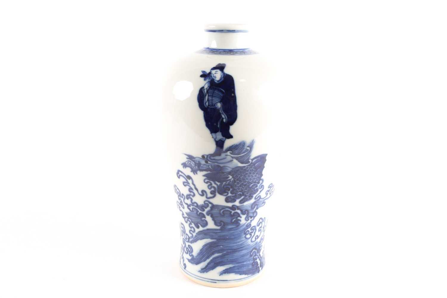 A Chinese porcelain meiping graduation vase, a scroll band to the shoulder above a scholar holding a