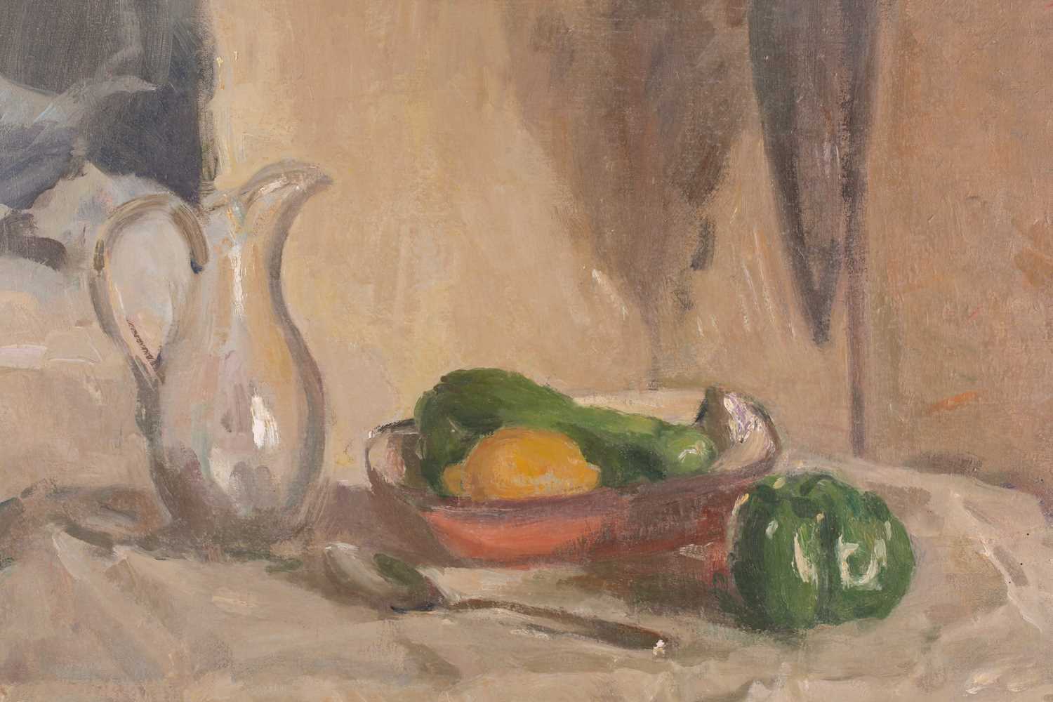 Alfred Robert Hayward (1875-1971) British, a still life study of fruit in a bowl with a glass jug - Image 2 of 4