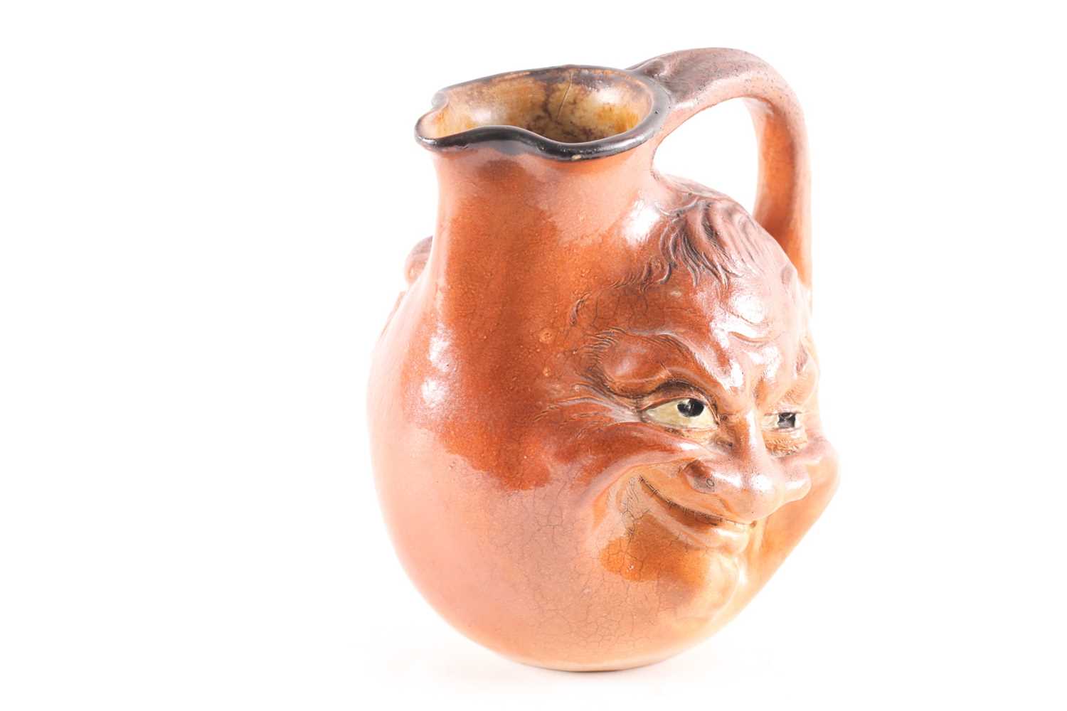 A Martin Brothers large double-sided stoneware face jug, dated 1899, modelled in relief to both - Image 3 of 15