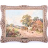 Edwin L. Meadows (fl. 1854-1872) British, a rural scene depicting a horse and cart beside a