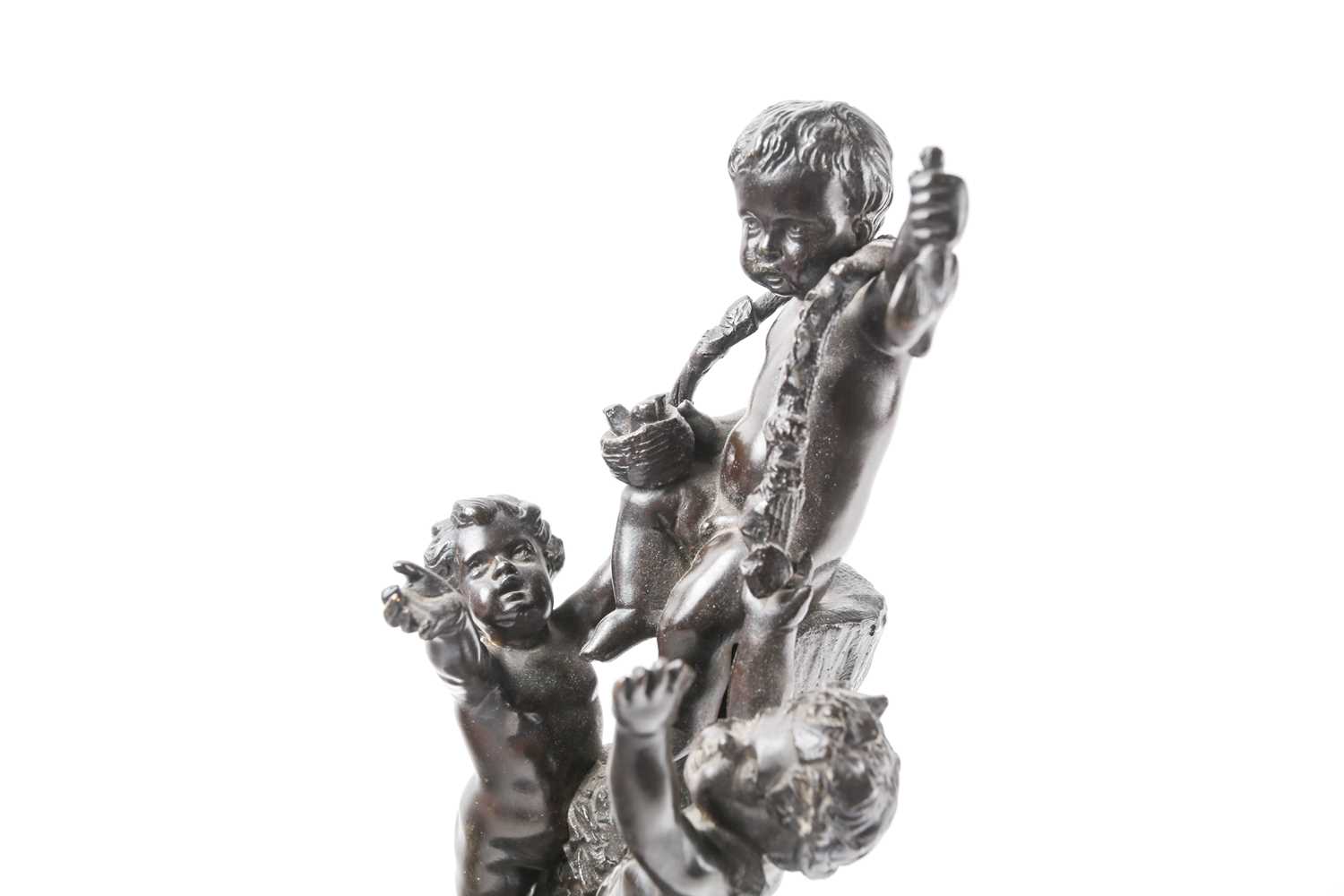 After J.C.Casimir, a 19th century patinated bronze sculpture, depicting three cherubs beside a - Image 5 of 14