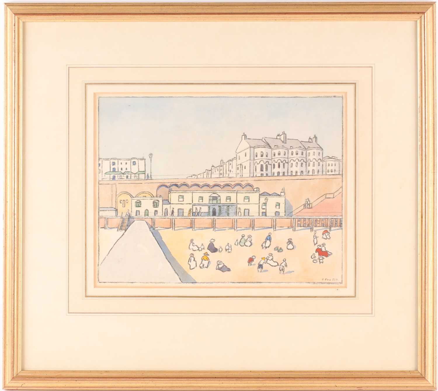 Douglas Fox-Pitt RBA (1864-1922), 'On the Beach at Brighton', pen and watercolour, signed to lower