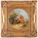 Circle of George Armfield (1808-1893), Terrier in a landscape, oil on canvas, 20.5 cm x 20.5 cm,