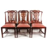 A set of six George III style mahogany dining chairs, late 19th century, with drop in seats, on